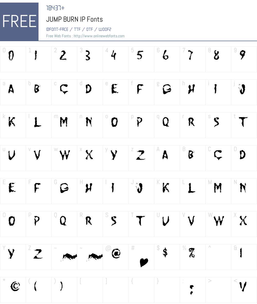 JUMP BURN IP Font Screenshots
