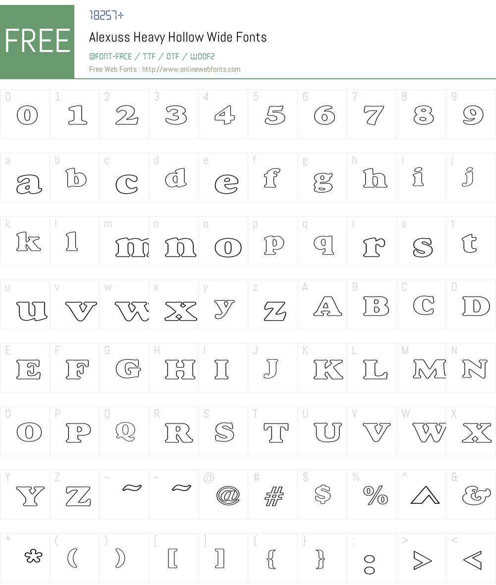 Alexuss Heavy Hollow Wide Font Screenshots