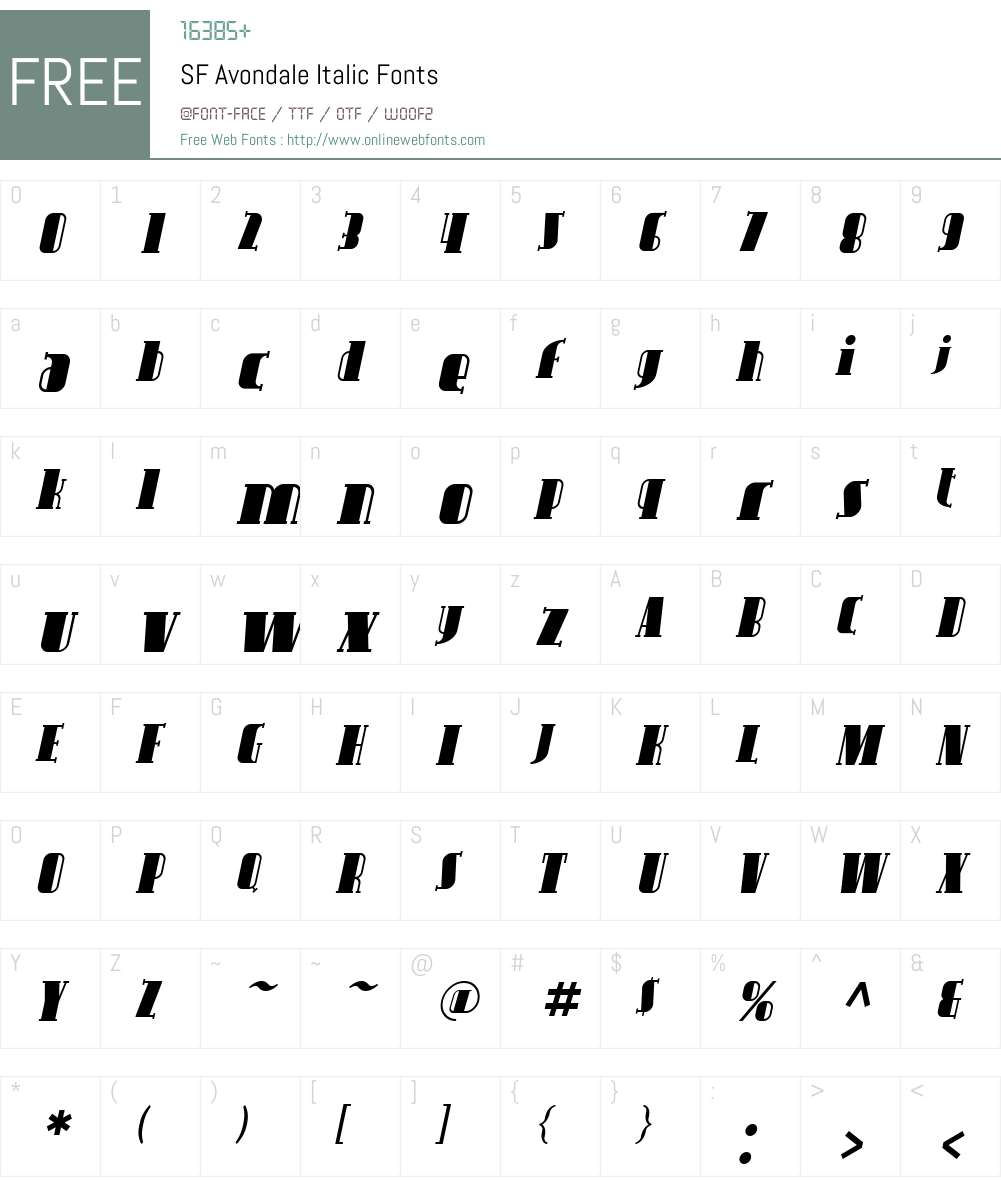 SF Avondale Font Screenshots