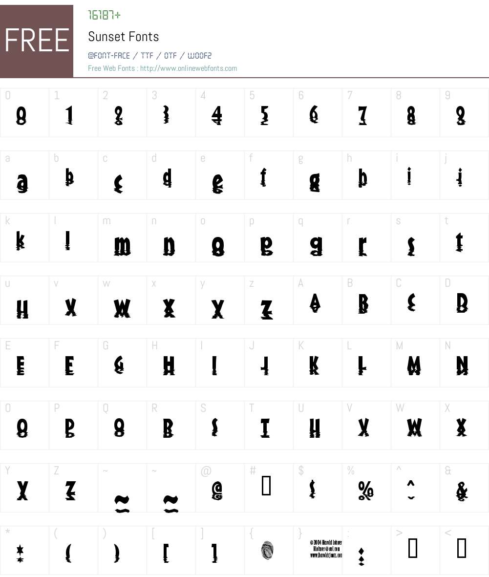 Sunset Font Screenshots