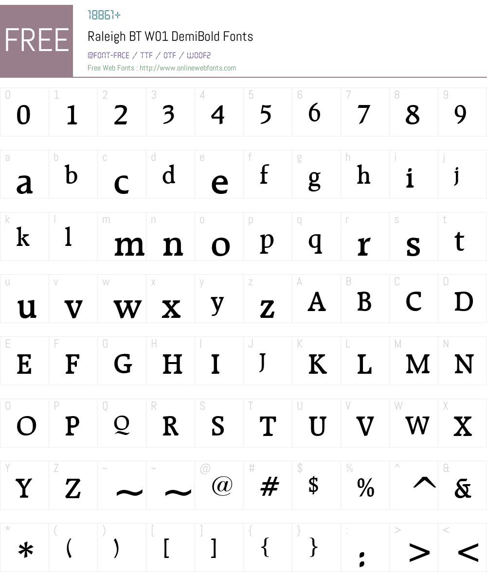 RaleighBTW01-DemiBold Font Screenshots