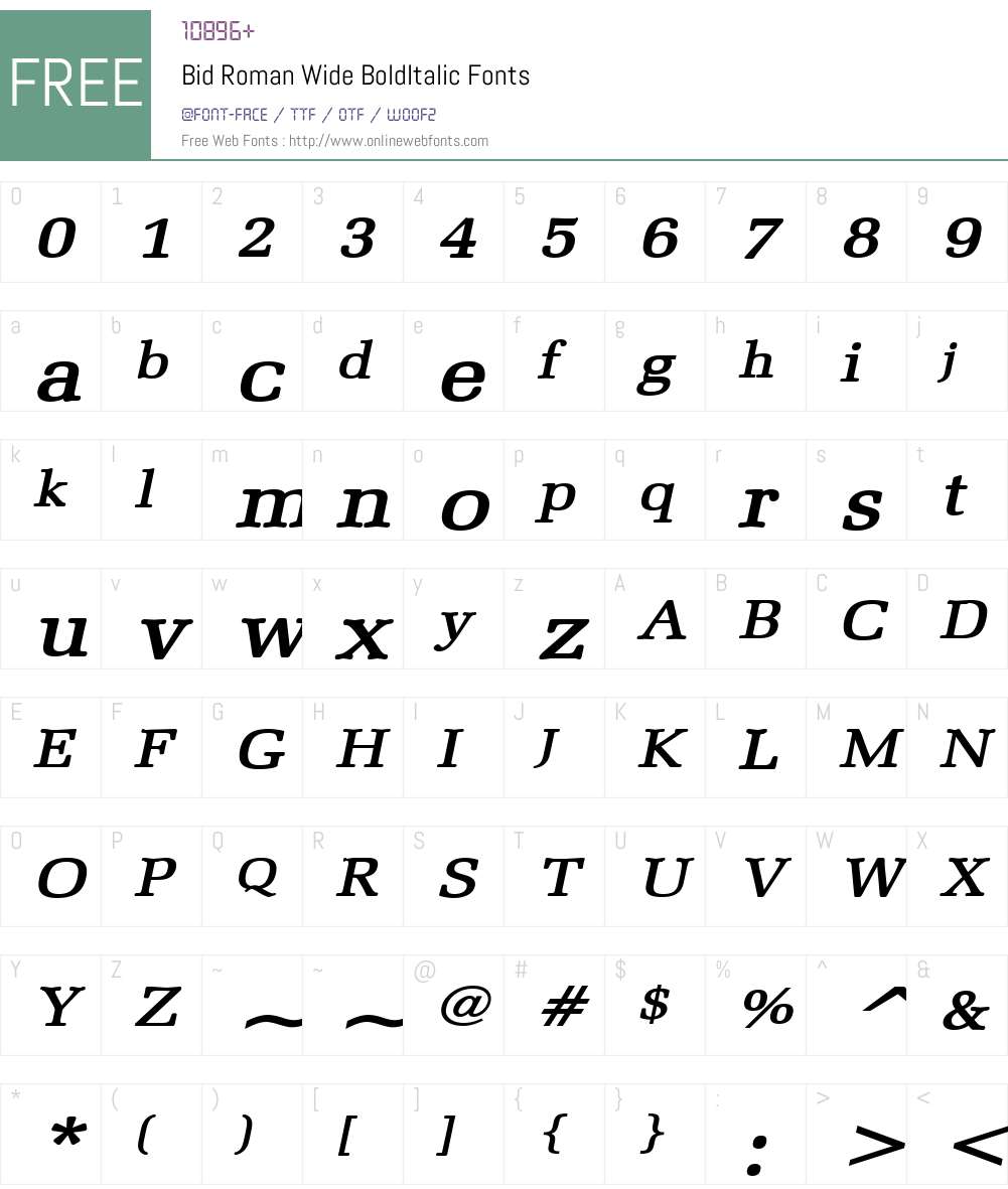 Bid Roman Wide Font Screenshots