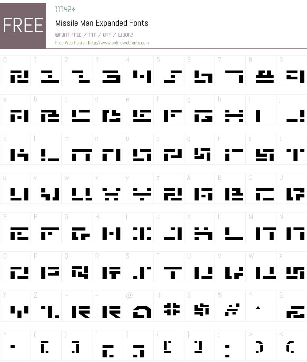 Missile Man Expanded Font Screenshots