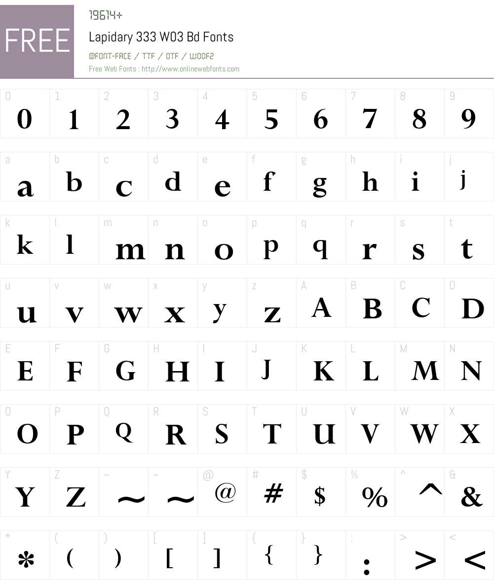 Lapidary 333 Font Screenshots