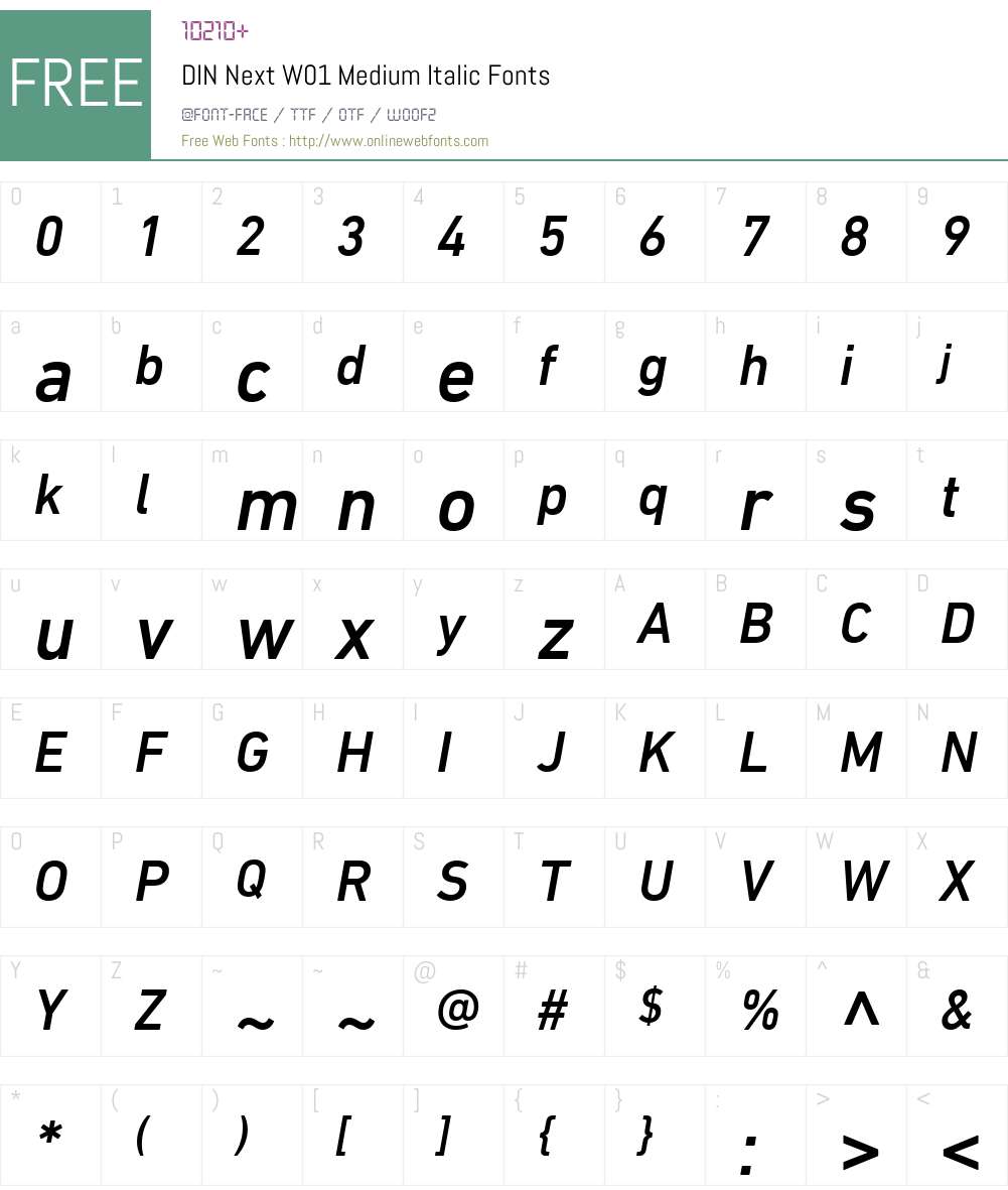 DINNextW01-MediumItalic Font Screenshots