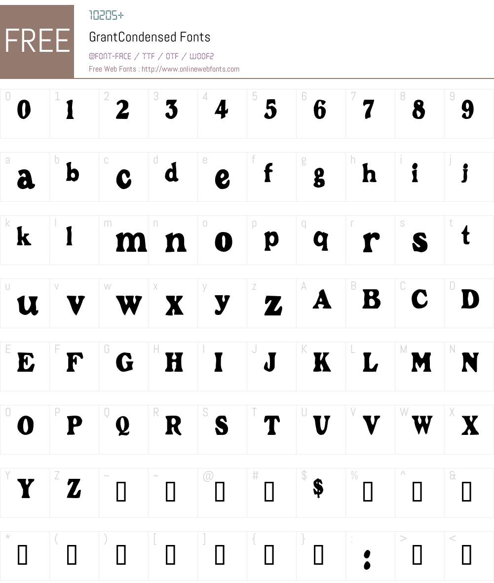 GrantCondensed Font Screenshots