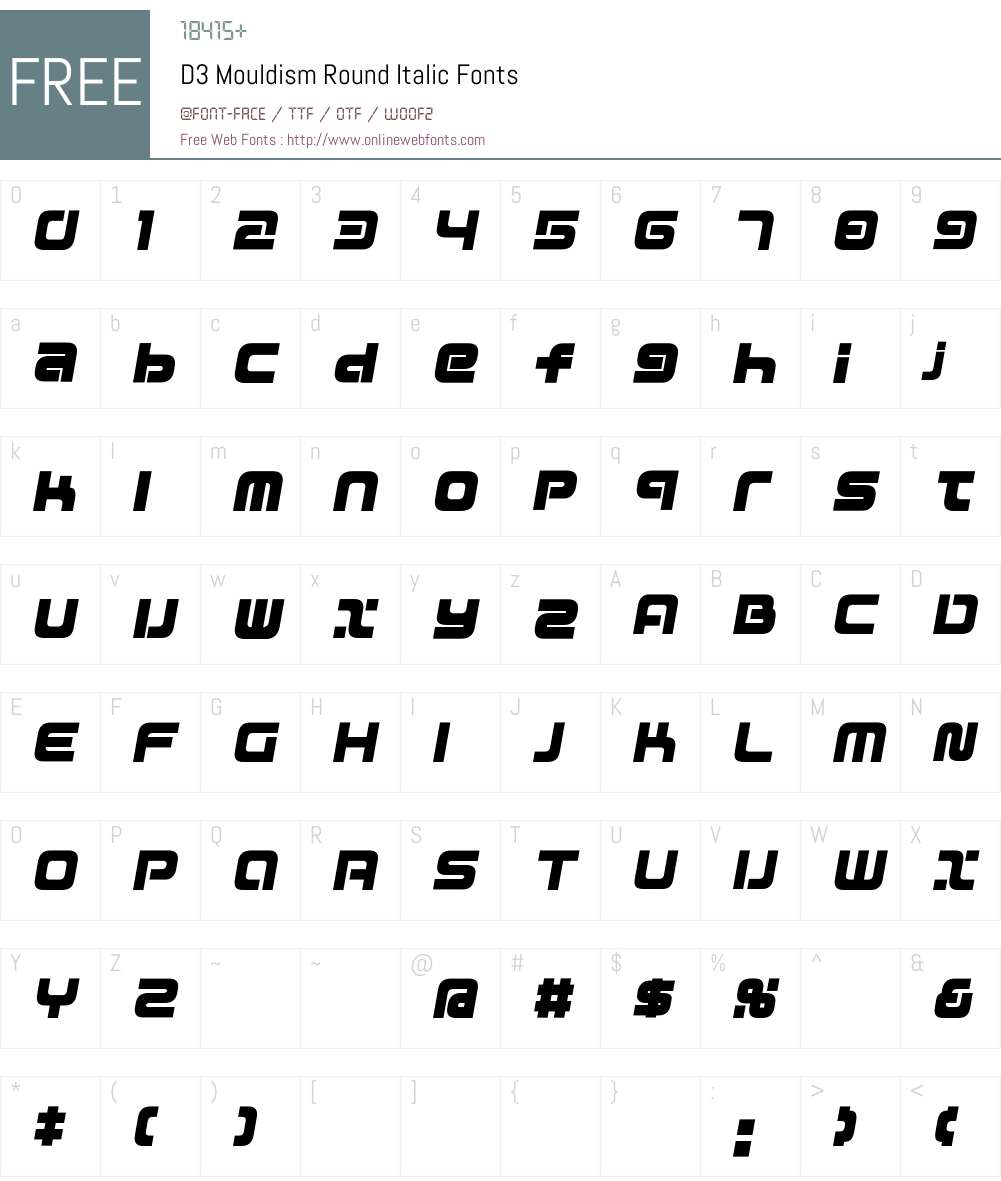 D3 Mouldism Round Italic Font Screenshots