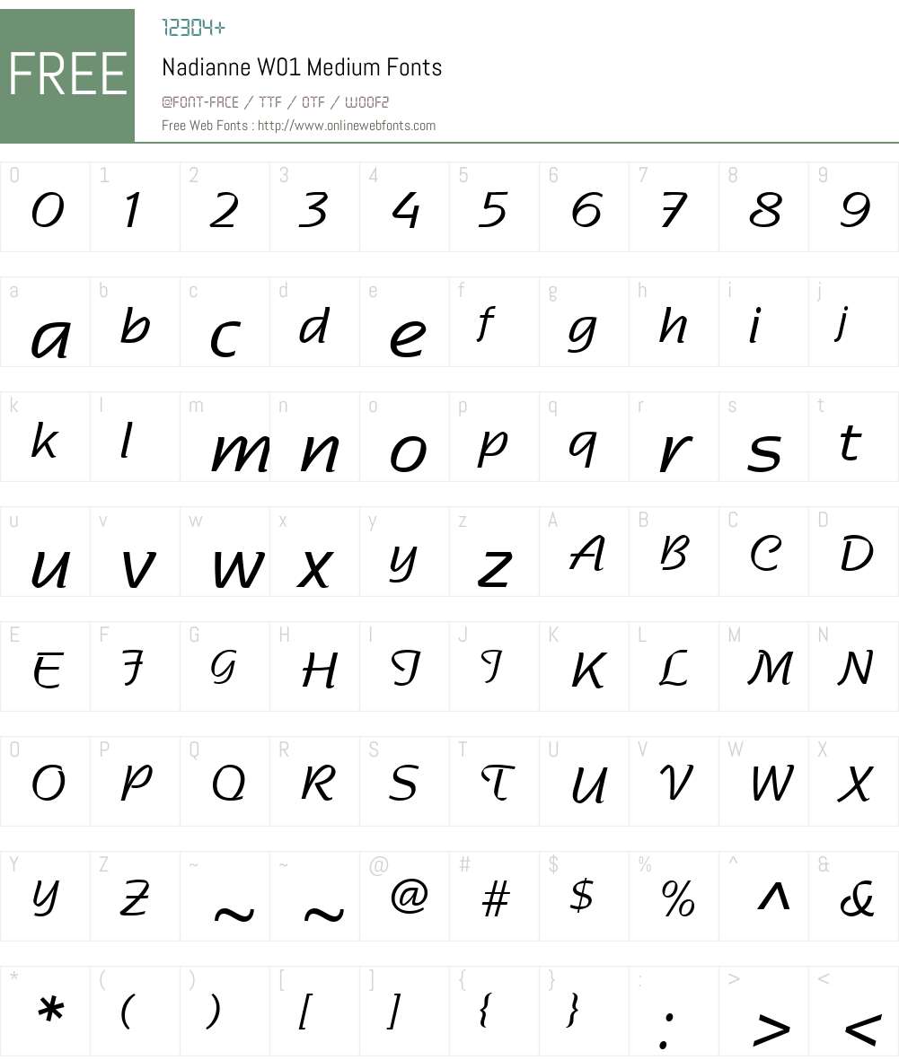 NadianneW01-Medium Font Screenshots