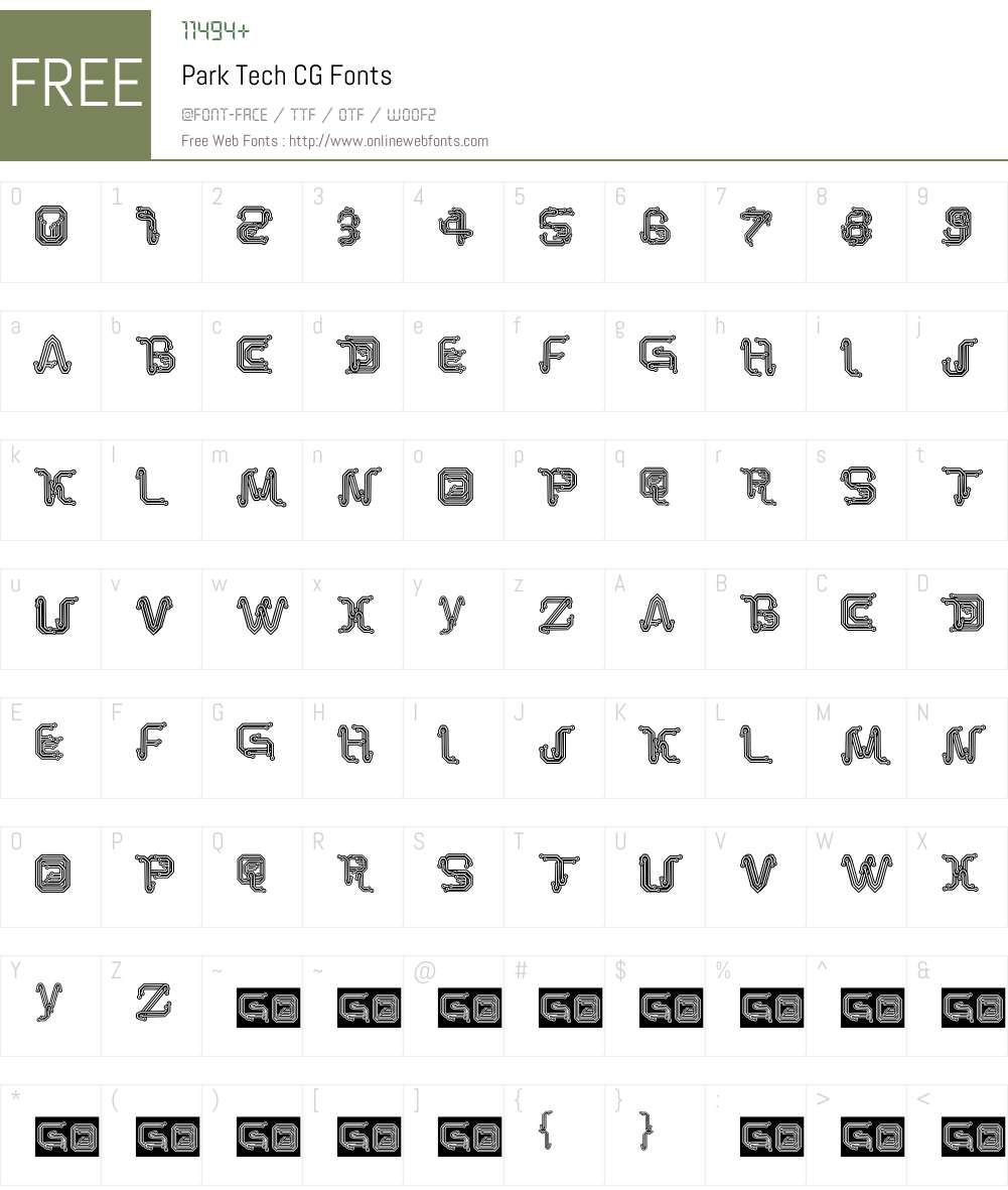 Park Tech CG Font Screenshots