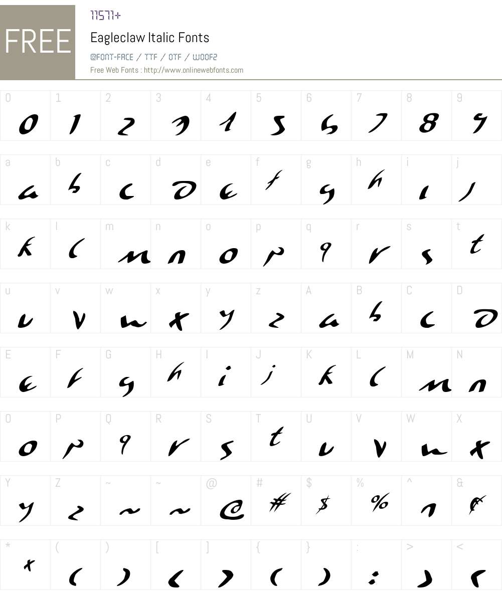 Eagleclaw Italic Font Screenshots