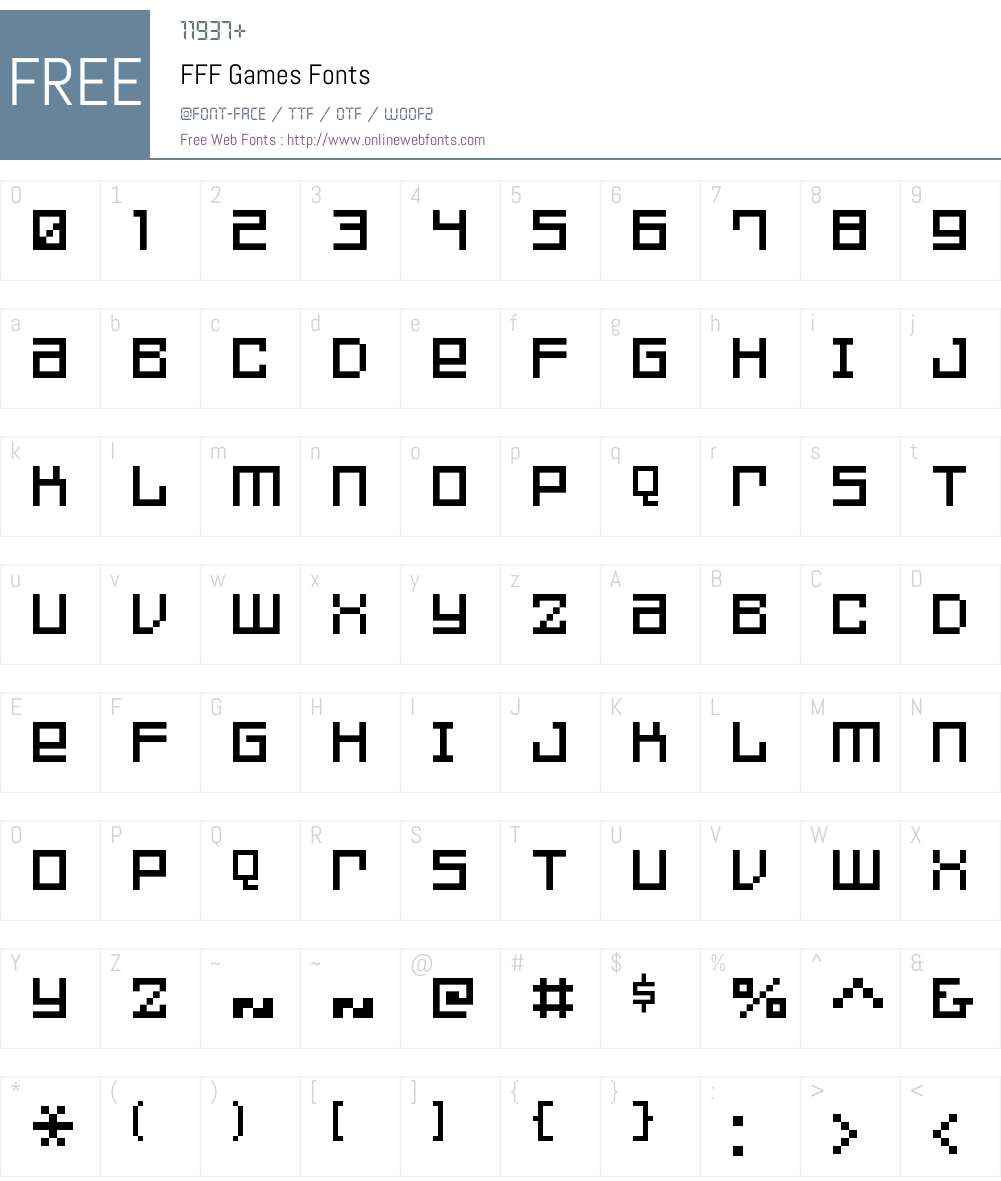 FFF Games Font Screenshots