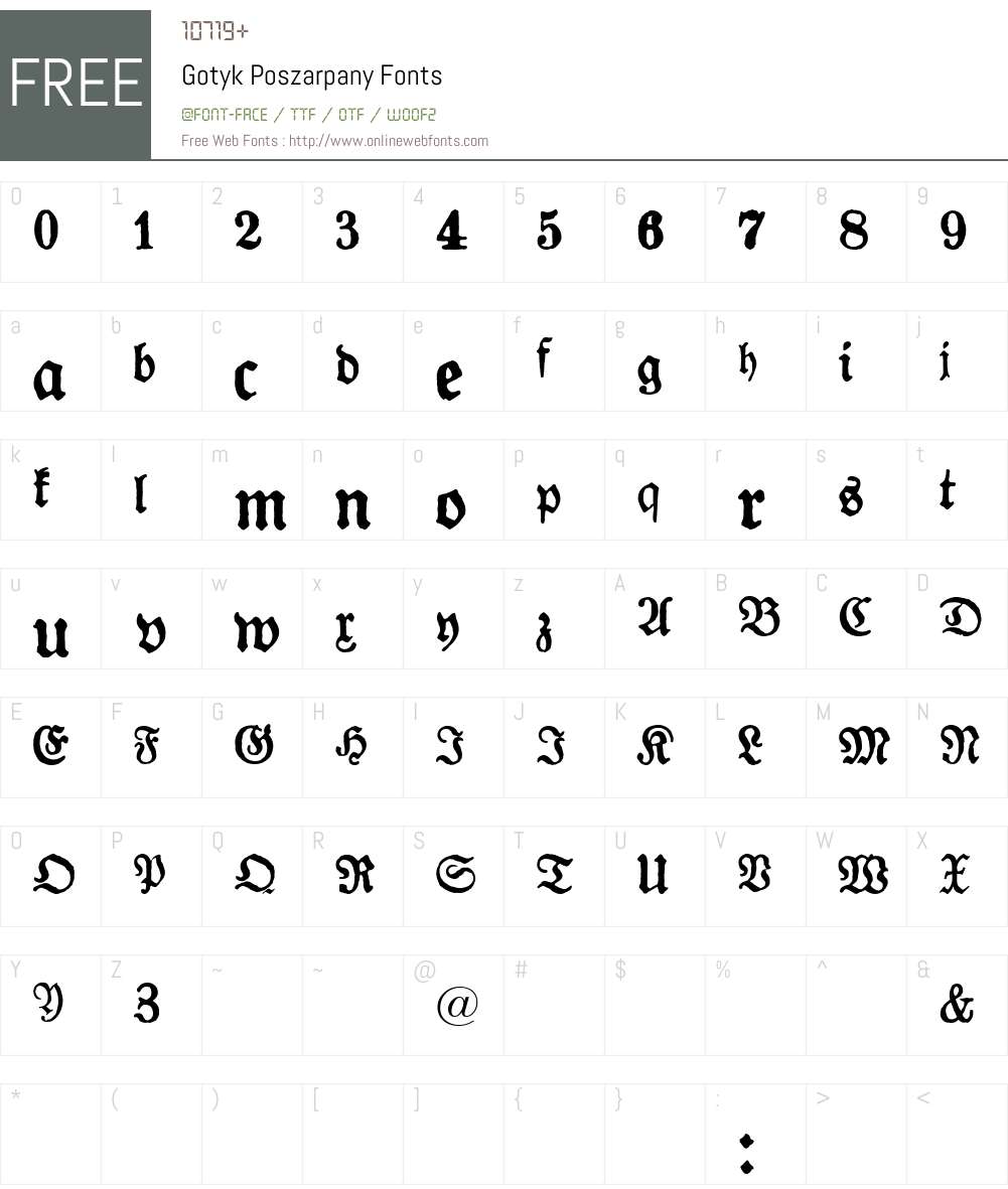 Gotyk Poszarpany Font Screenshots