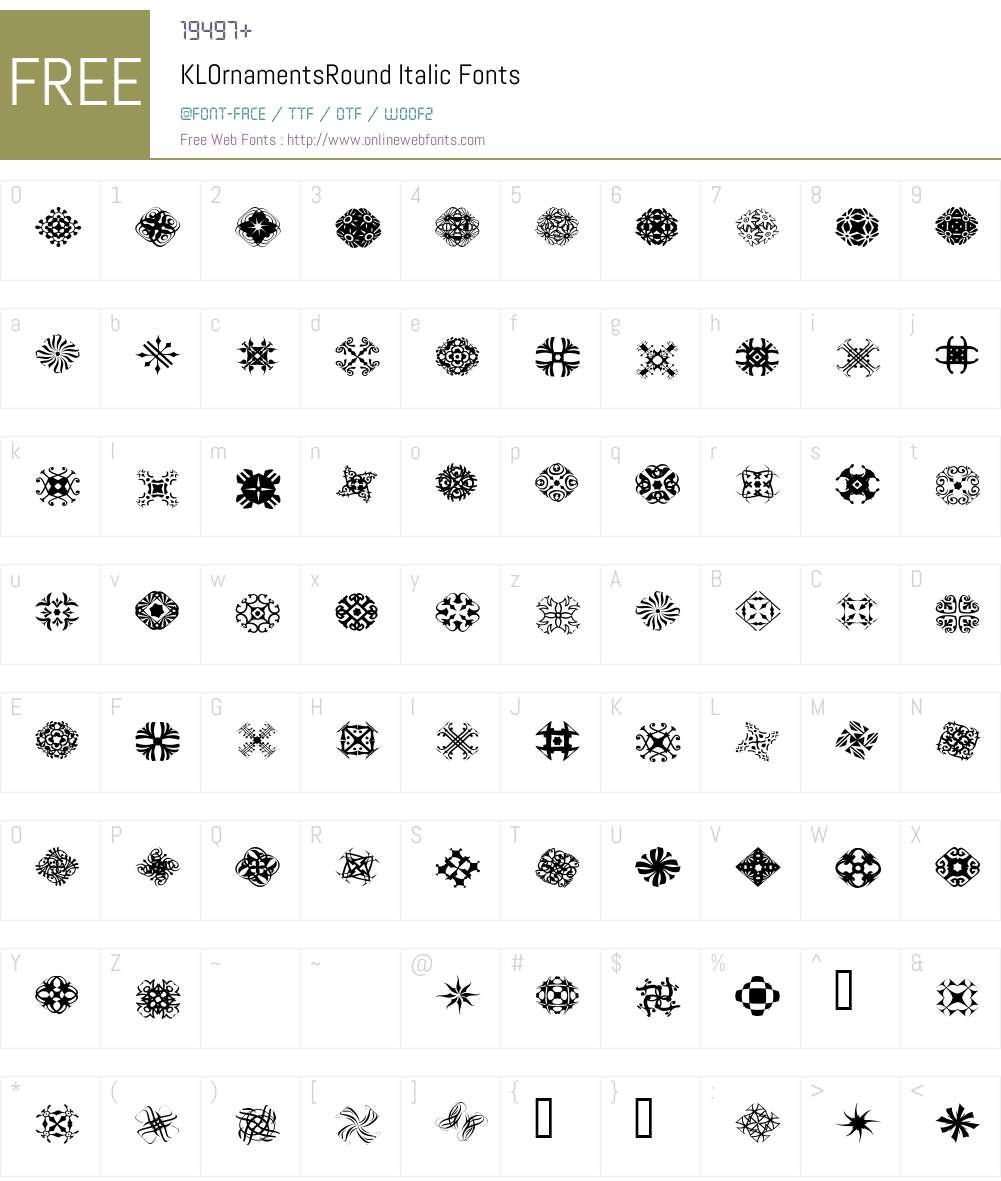 KLOrnamentsRound Font Screenshots