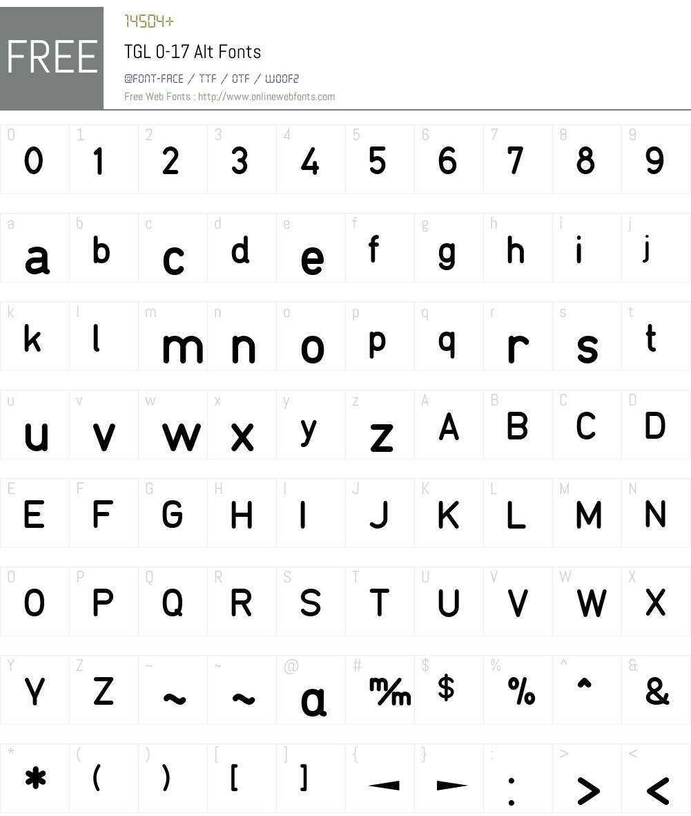 TGL 0-17 Alt Font Screenshots