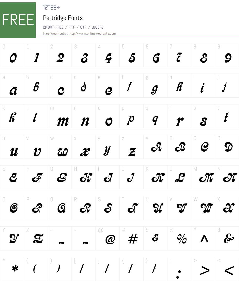 Partridge Font Screenshots