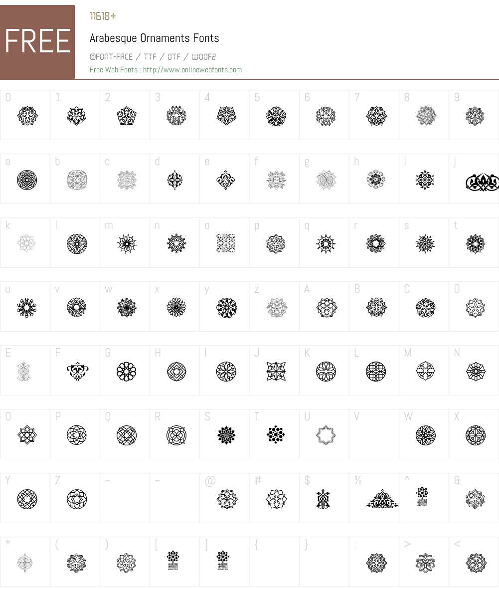 Arabesque Ornaments 1.00;October 10, 2018;FontCreator 11.0.0.2388 64