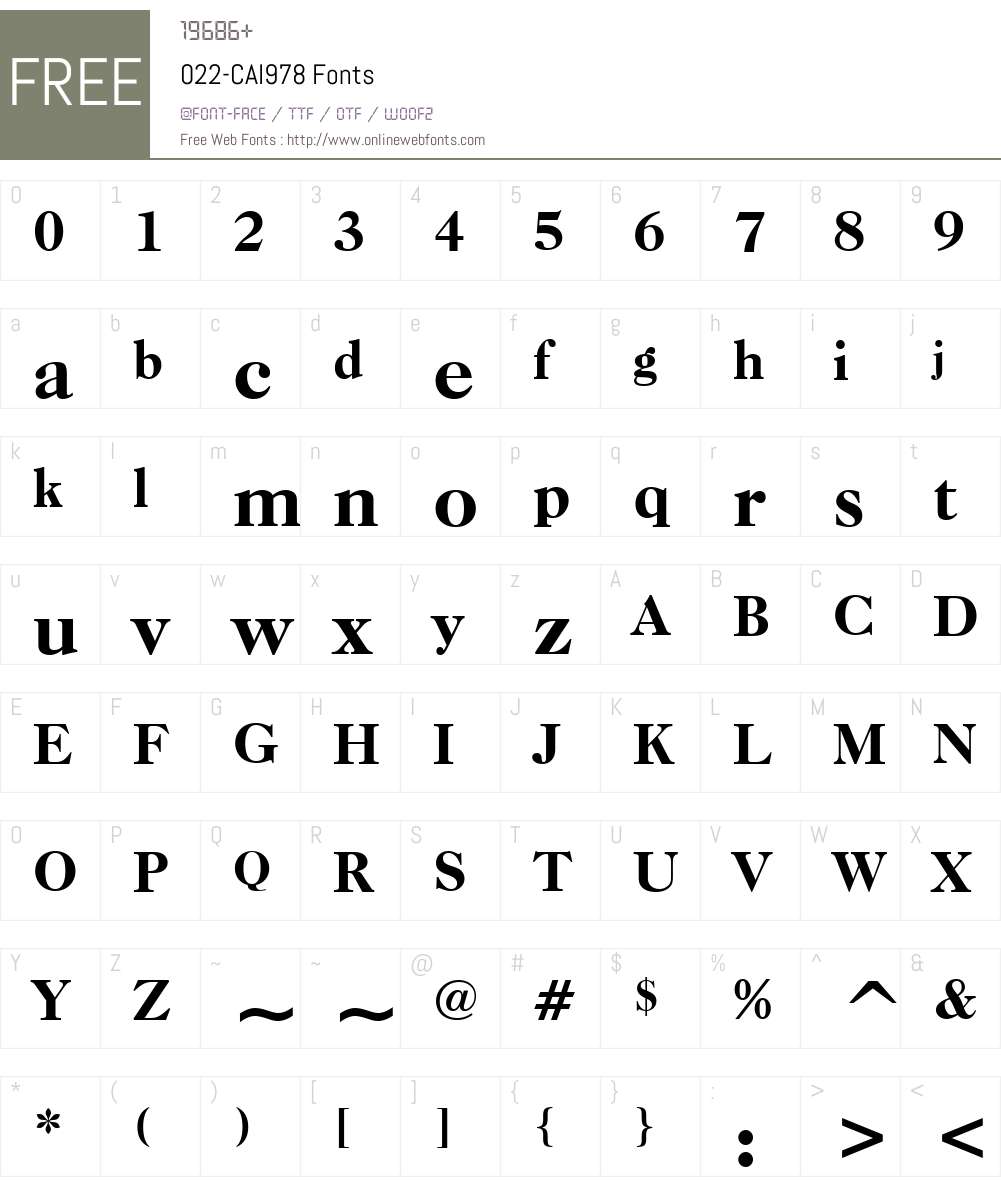 022-CAI978 Font Screenshots