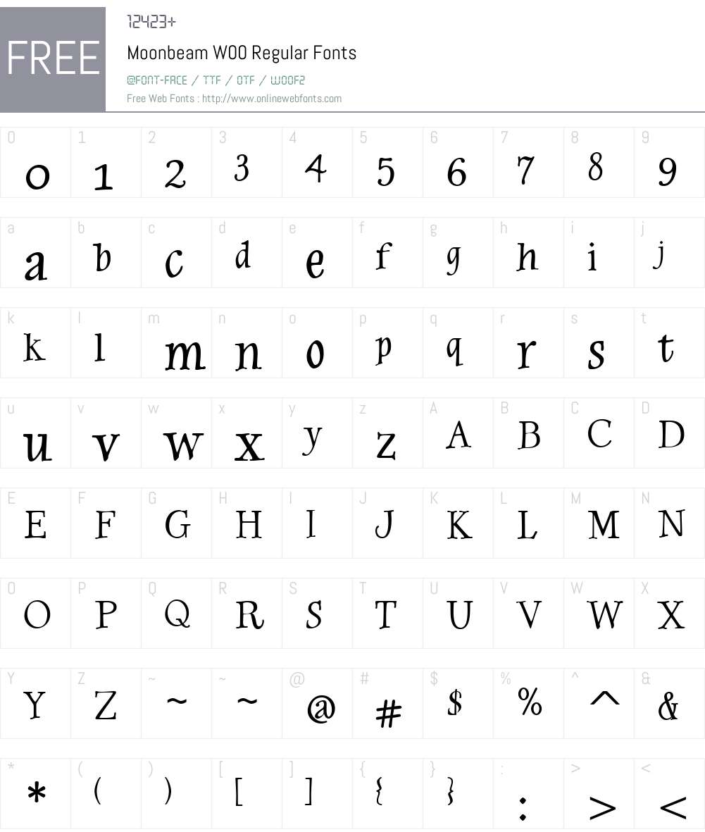 MoonbeamW00-Regular Font Screenshots