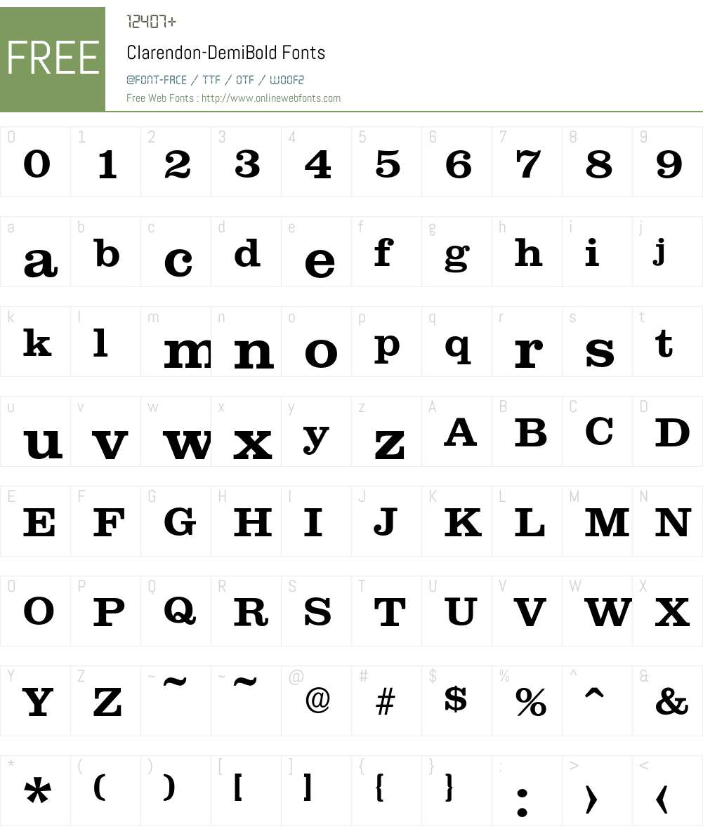 Clarendon-DemiBold Font Screenshots