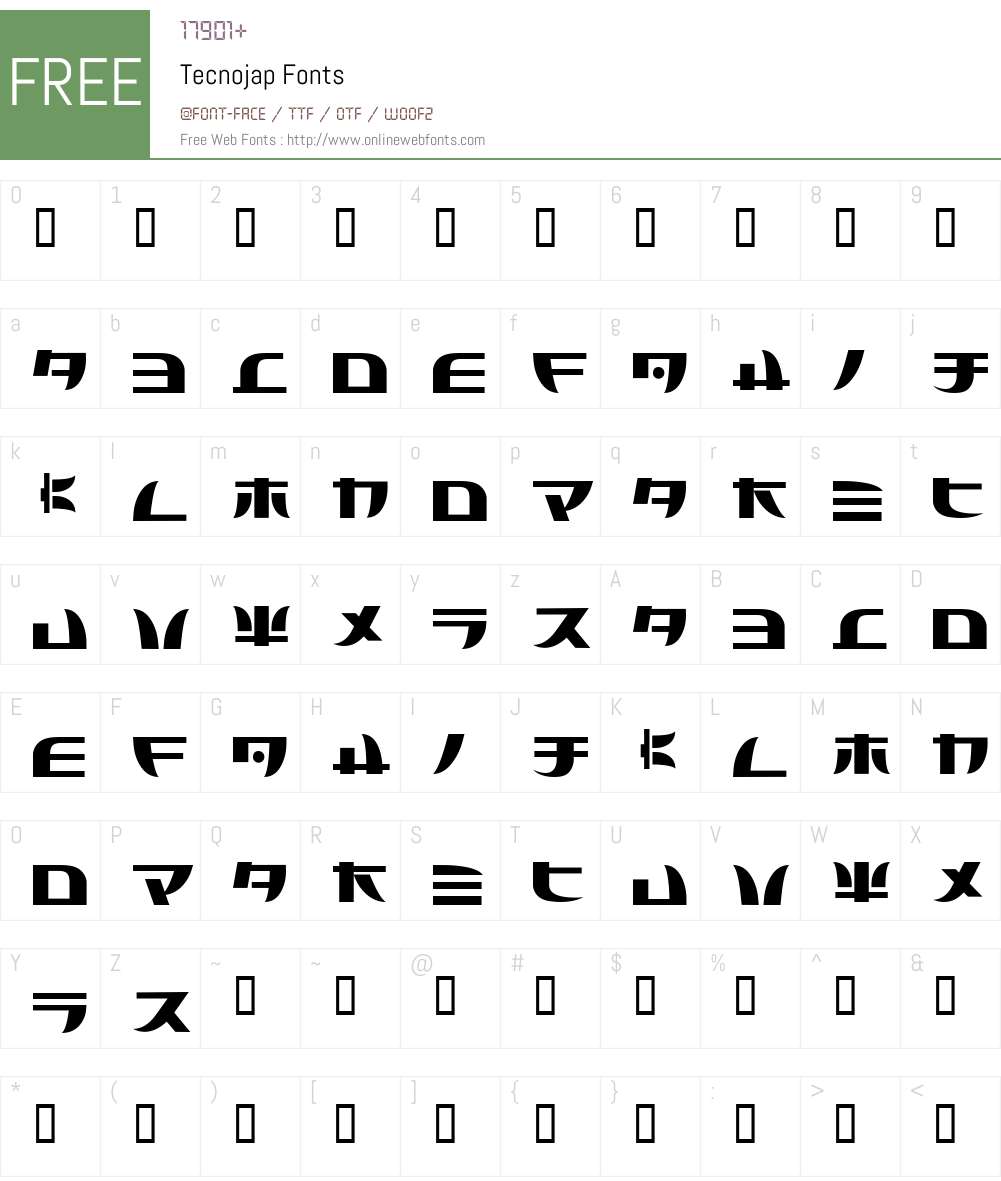 Tecnojap Font Screenshots