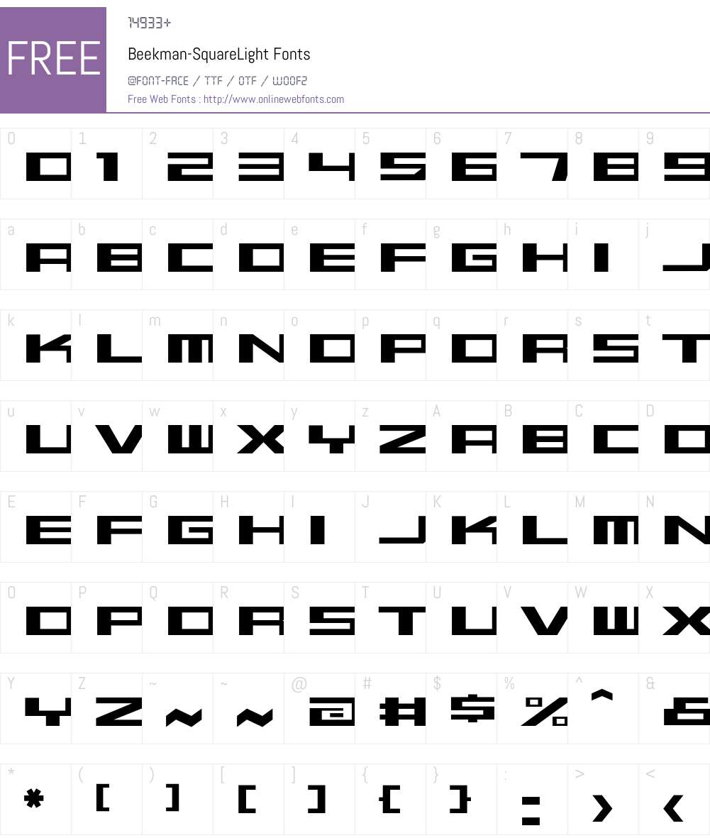 Beekman-SquareLight Font Screenshots
