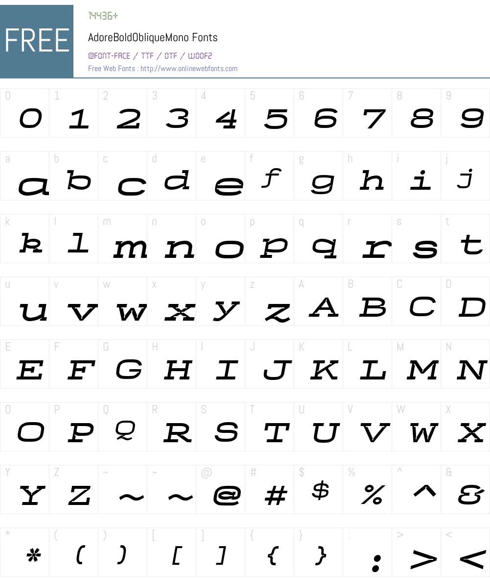 AdoreMonoW00-BdObl Font Screenshots