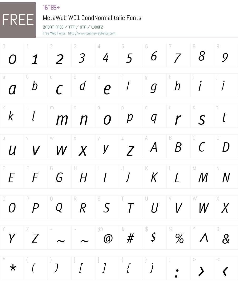 MetaWebW01-CondNormItalic Font Screenshots