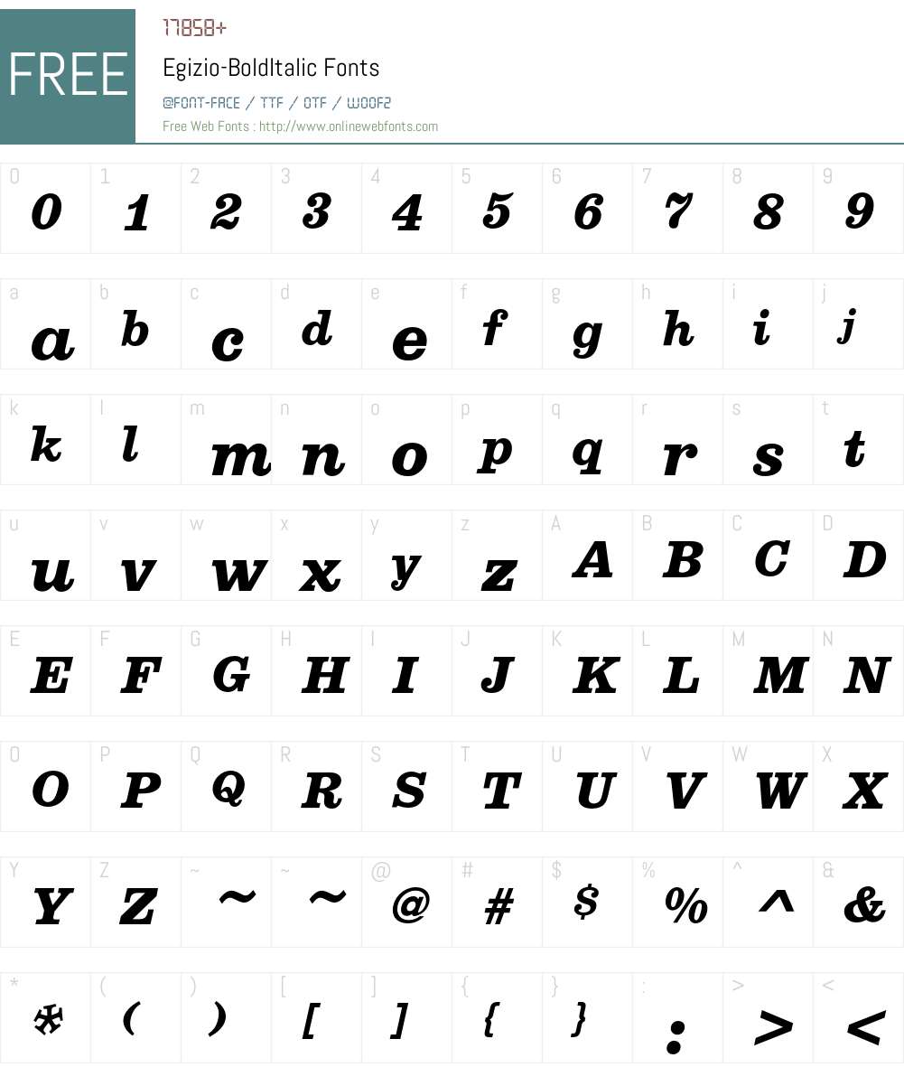 Egizio Font Screenshots