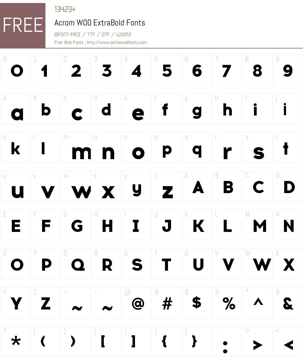 AcromW00-ExtraBold Font Screenshots