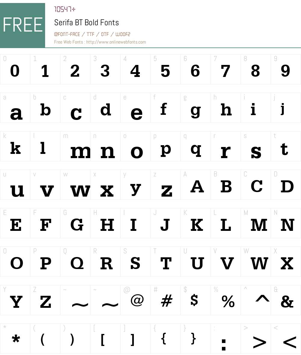 Serifa BT Font Screenshots