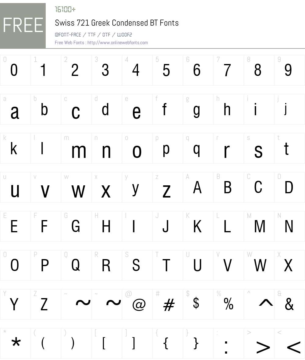 Swis721Greek Cn BT Font Screenshots