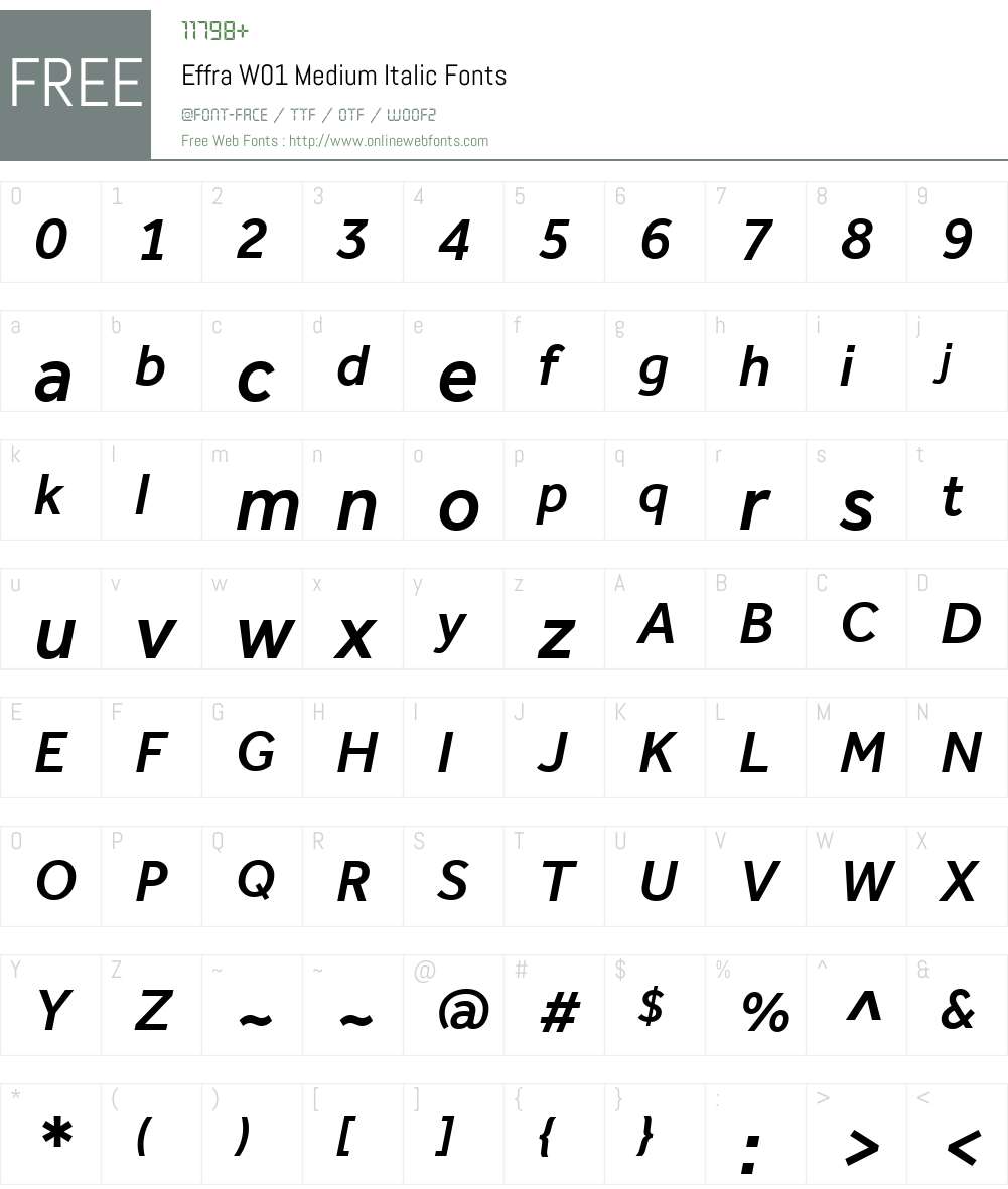EffraW01-MediumItalic Font Screenshots