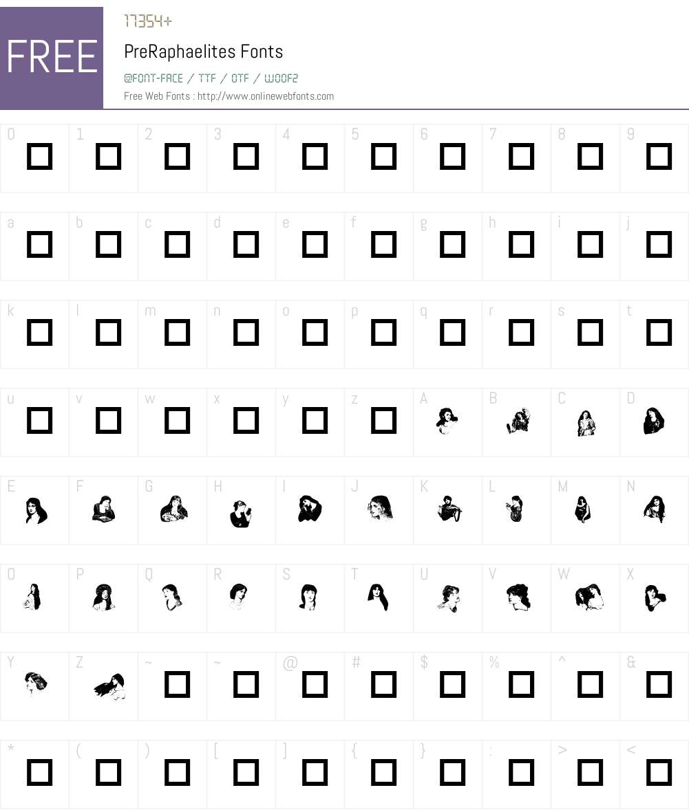 PreRaphaelites Font Screenshots