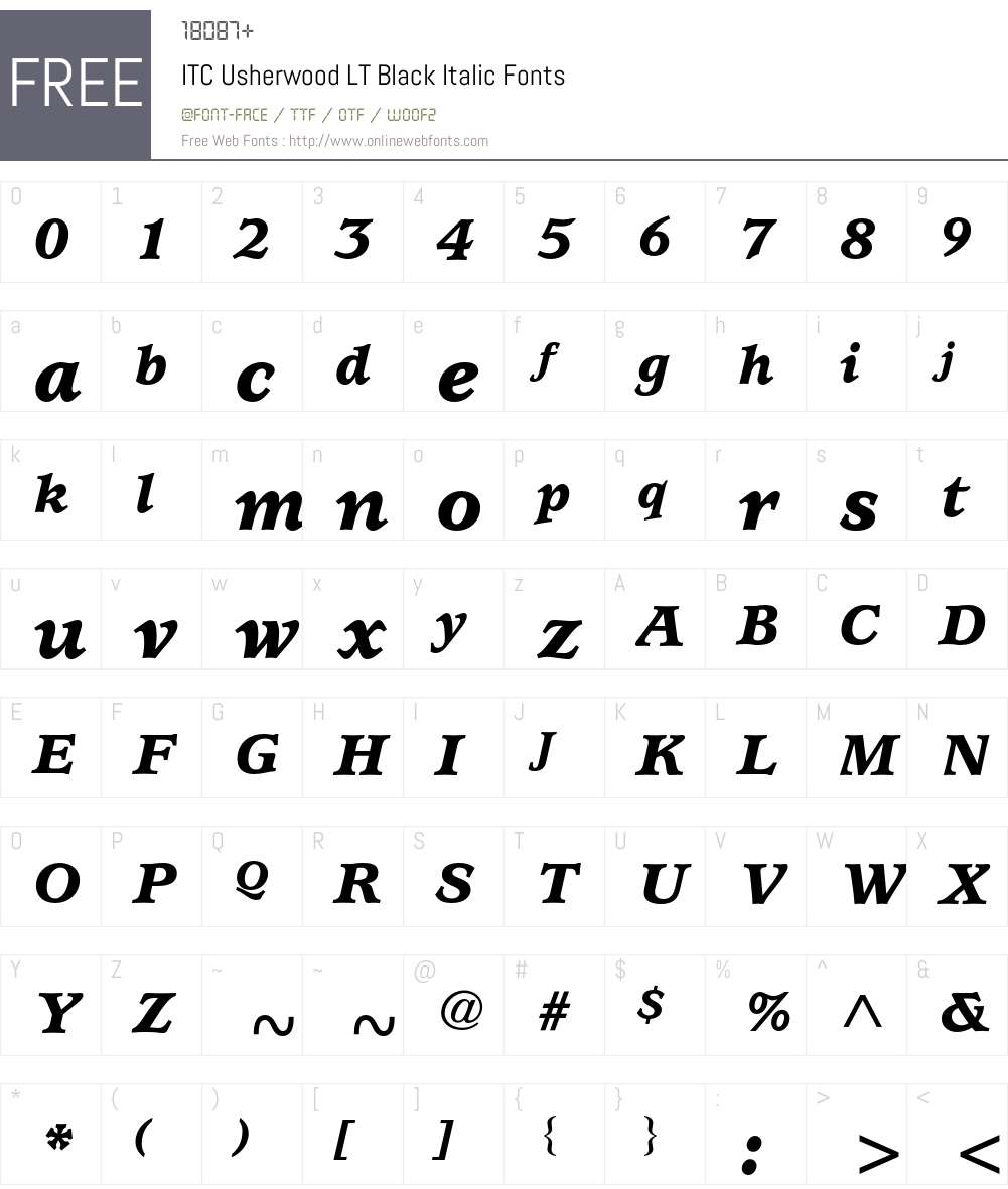 ITC Usherwood LT Font Screenshots
