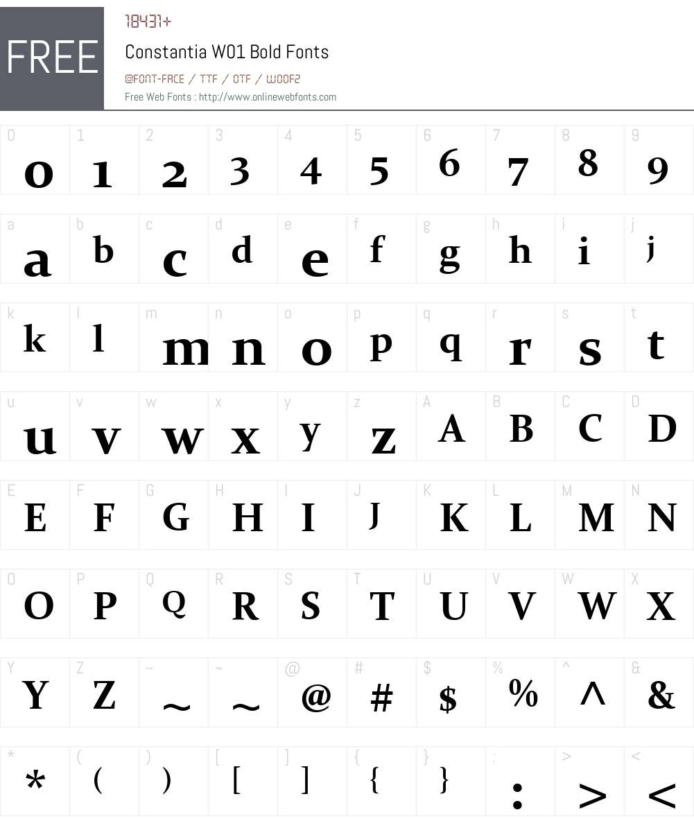 ConstantiaW01-Bold Font Screenshots
