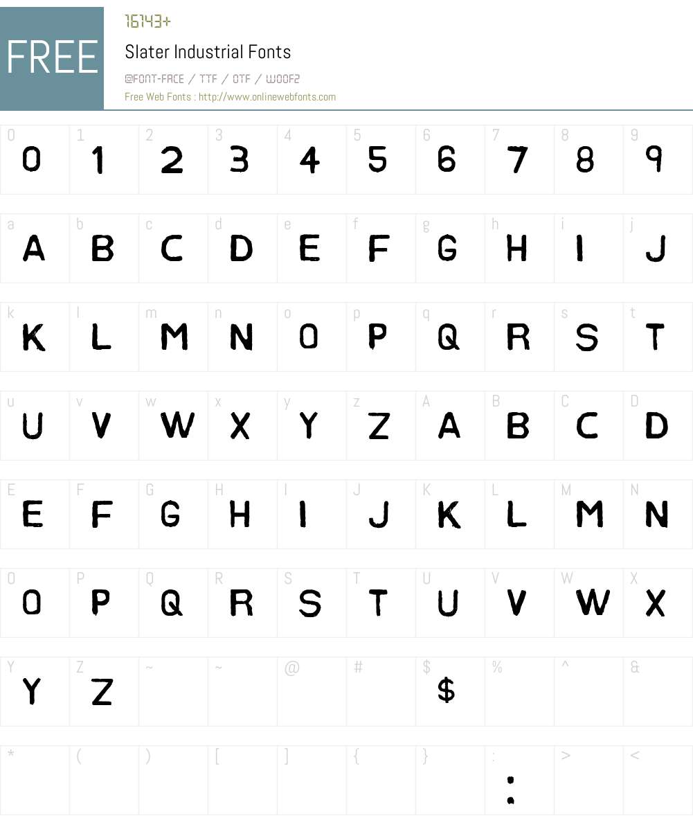 Slater Industrial Font Screenshots
