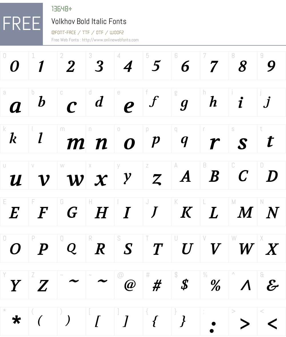 Volkhov Font Screenshots