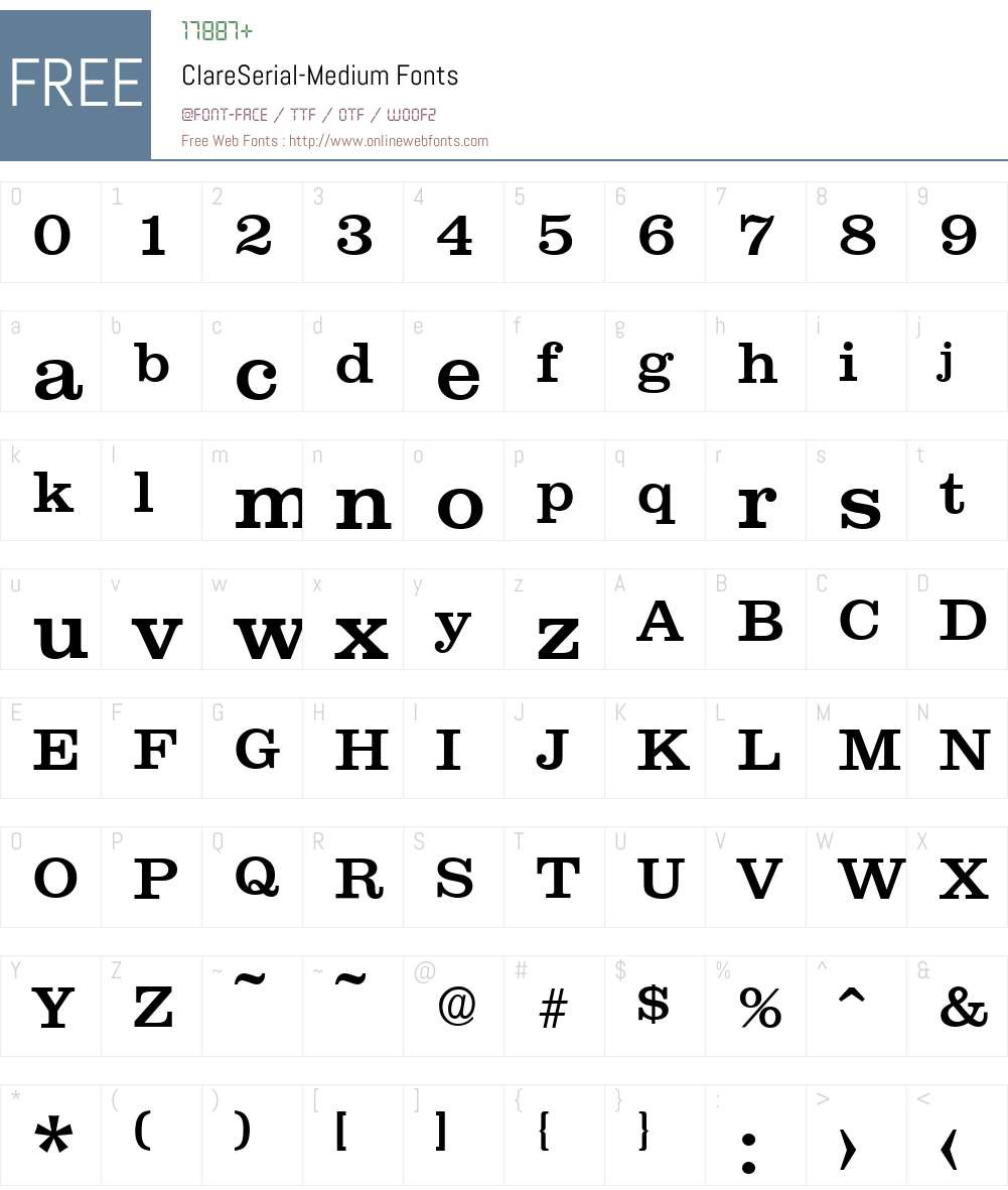 ClareSerial-Medium Font Screenshots