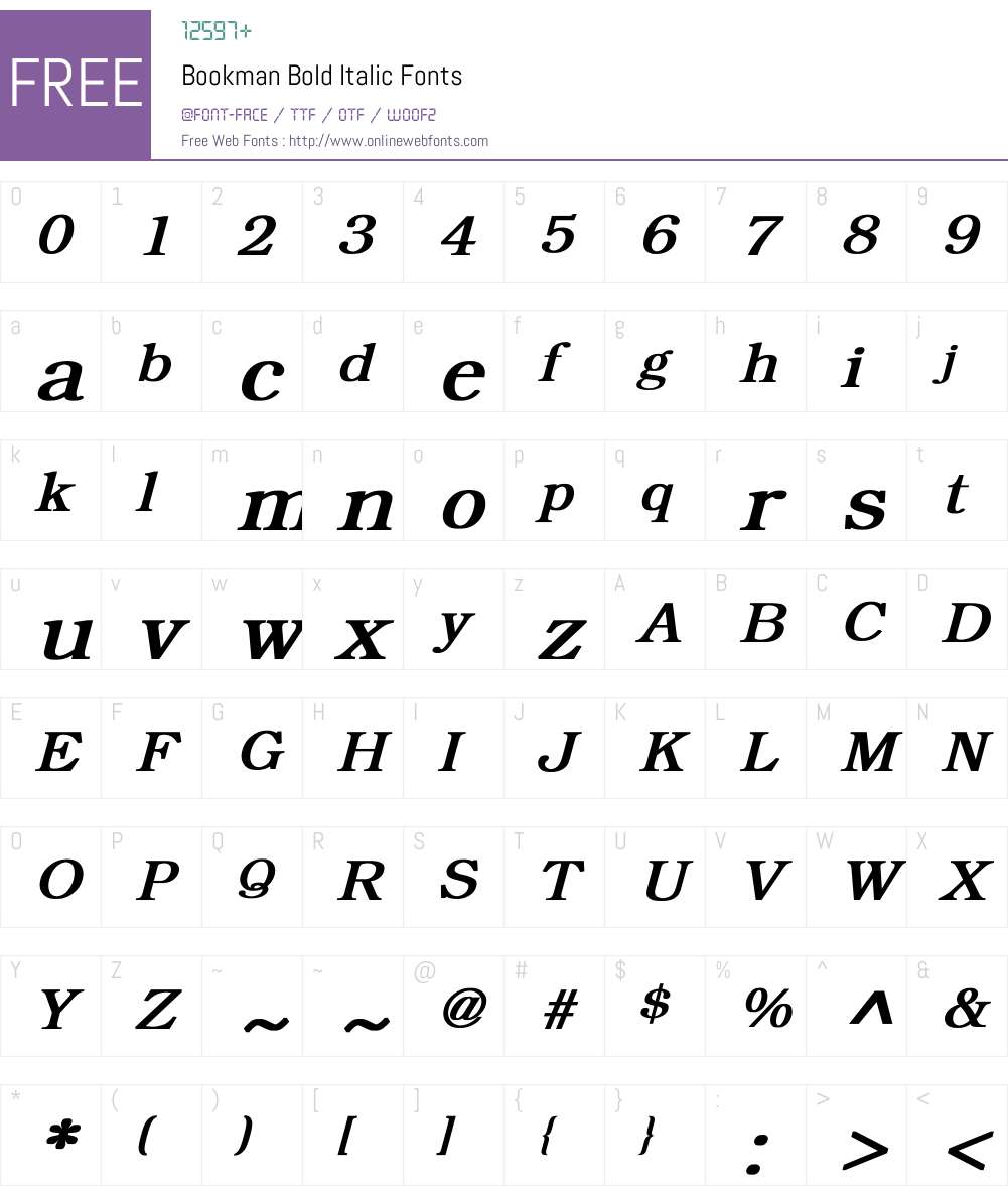 Bookman Font Screenshots