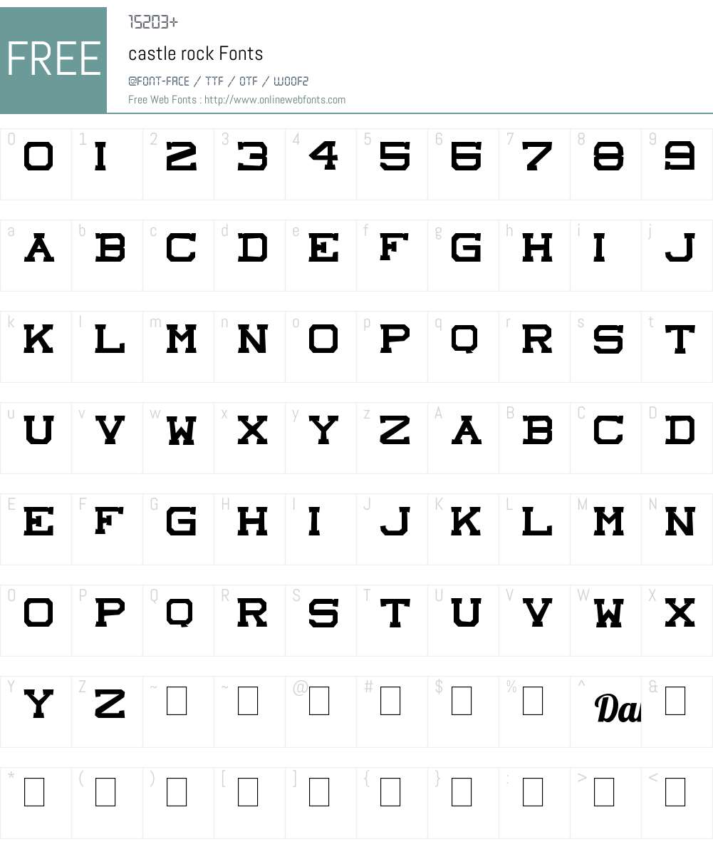 castle rock Font Screenshots
