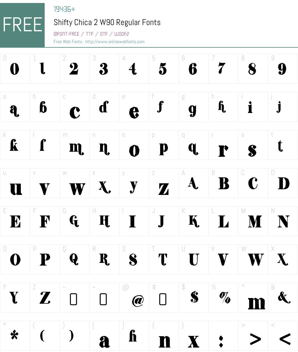 ShiftyChica2W90-Regular Font Screenshots