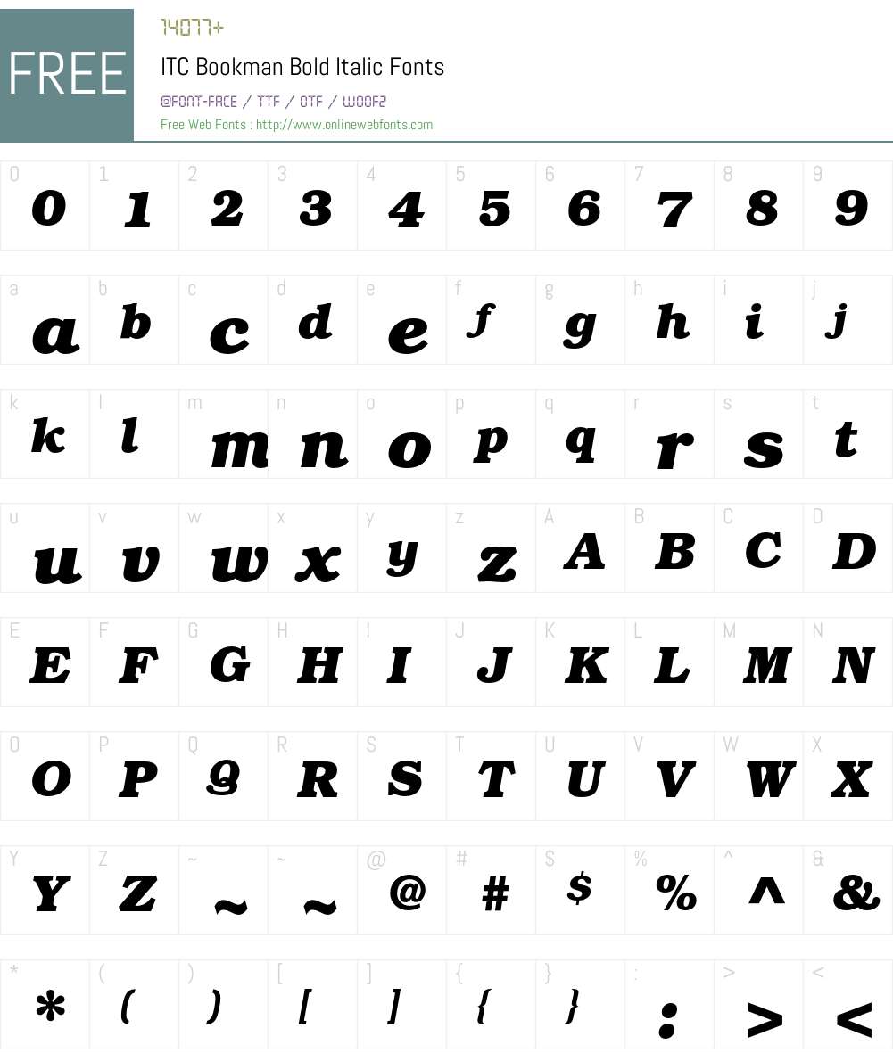 ITC Bookman Font Screenshots