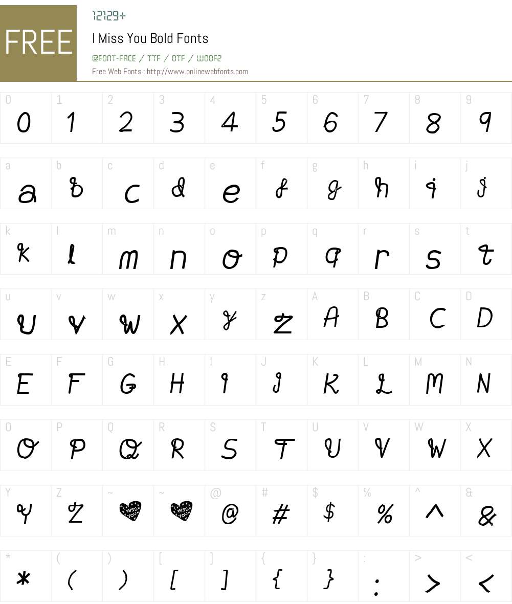 I Miss You Bold Font Screenshots