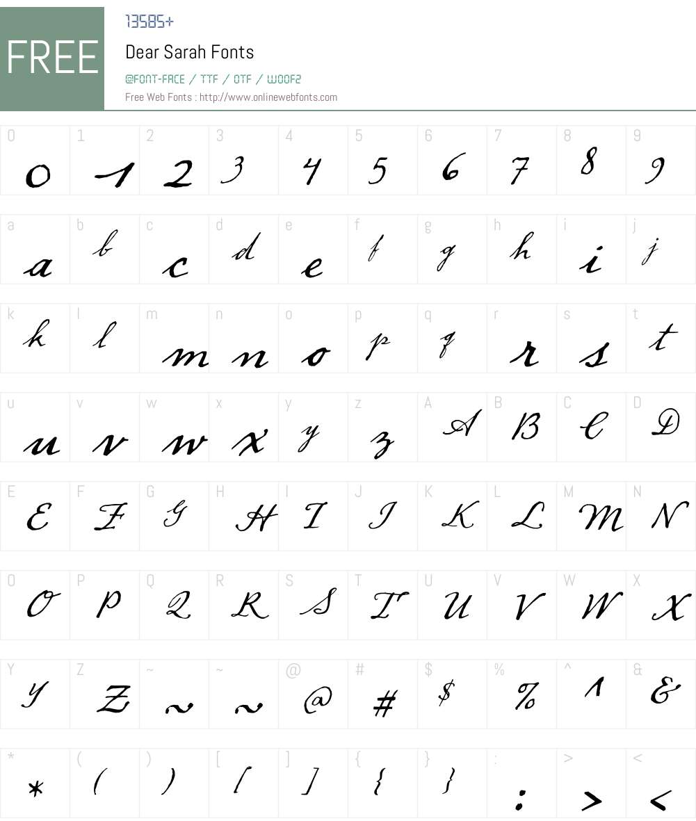 Dear Sarah Font Screenshots