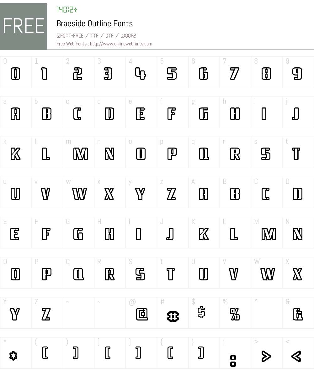 Braeside Outline Font Screenshots