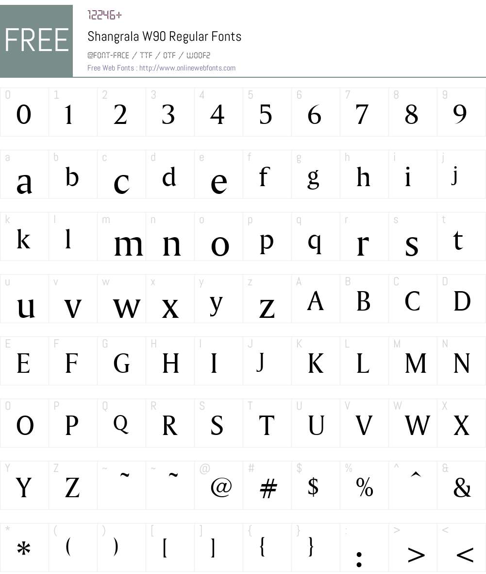 ShangralaW90-Regular Font Screenshots