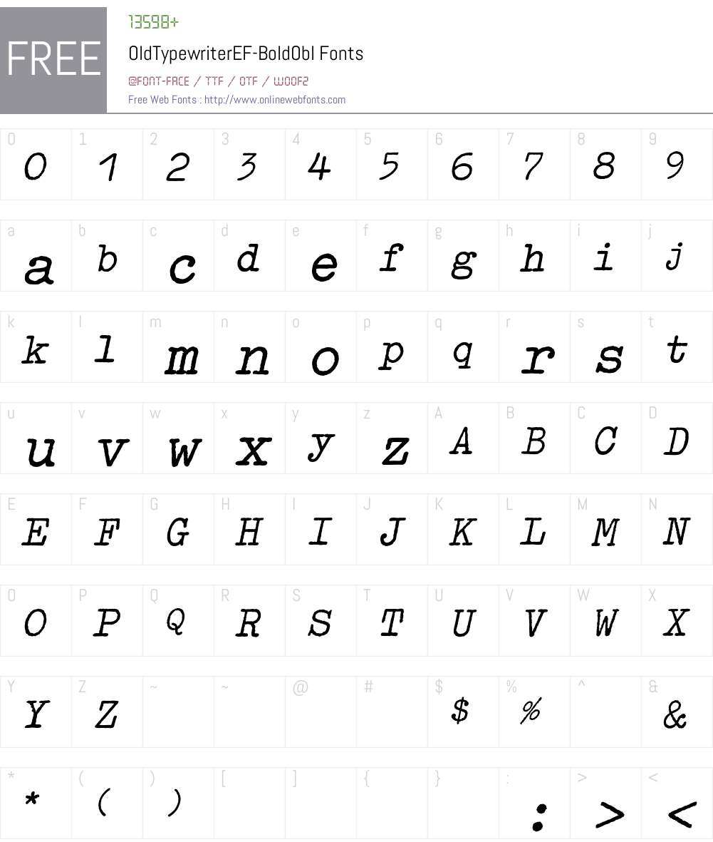 OldTypewriterEF Font Screenshots