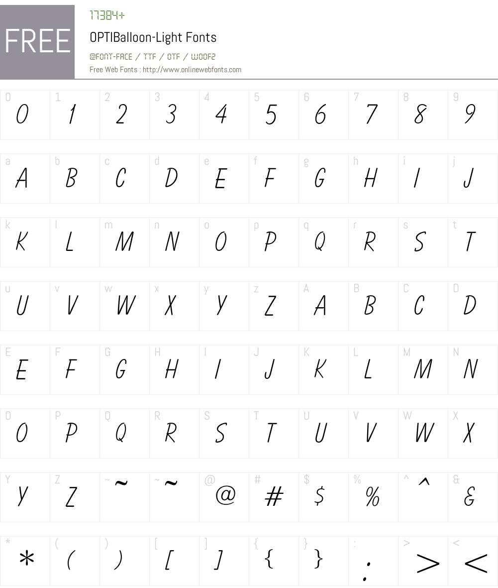 OPTIBalloon Font Screenshots