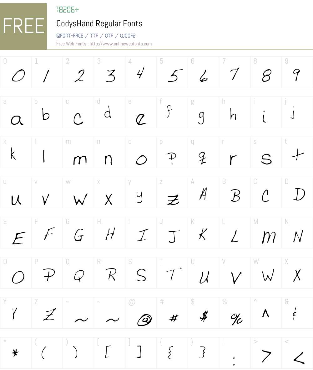 CodysHand Font Screenshots