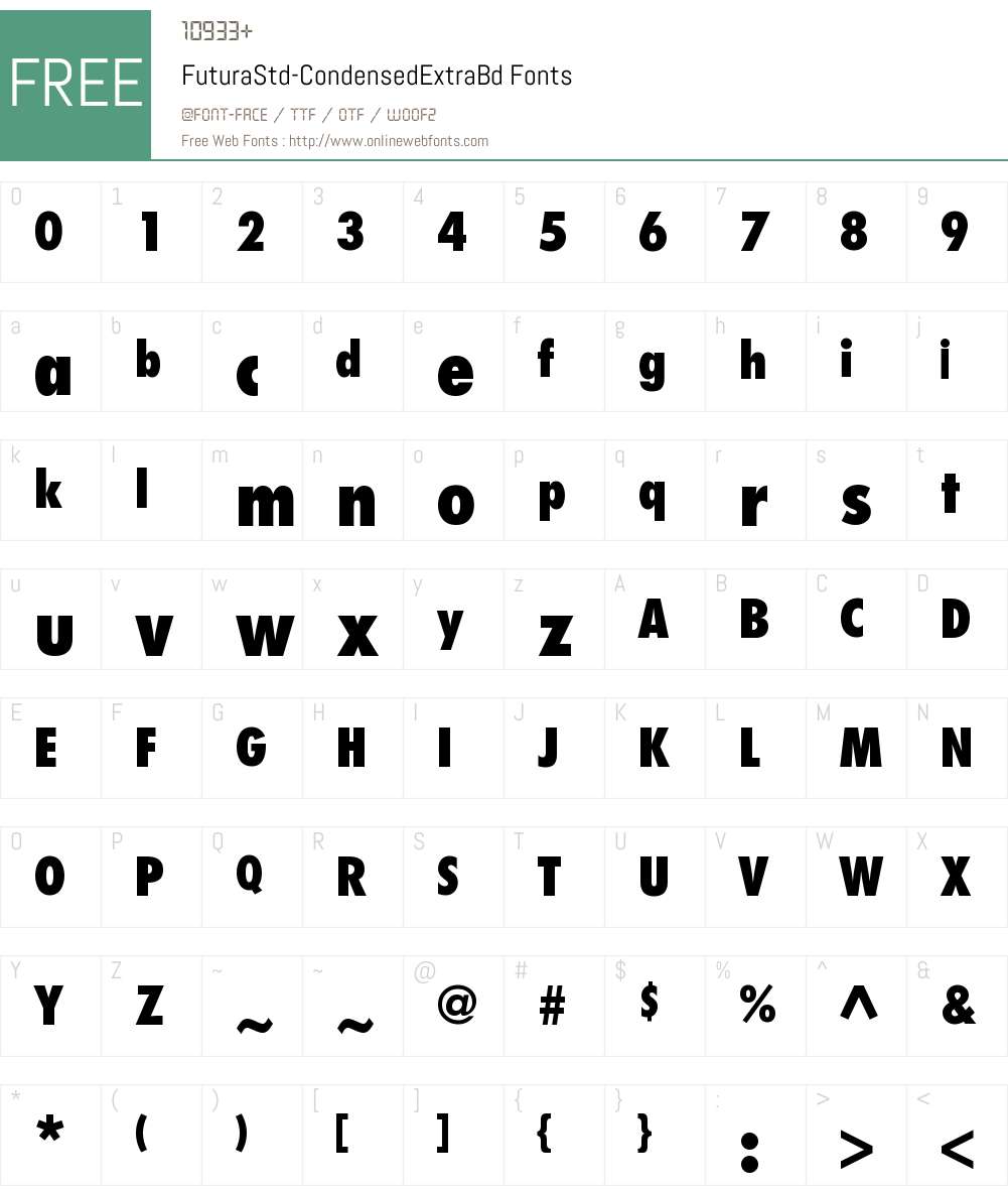 Futura Std Condensed ExtBd Font Screenshots